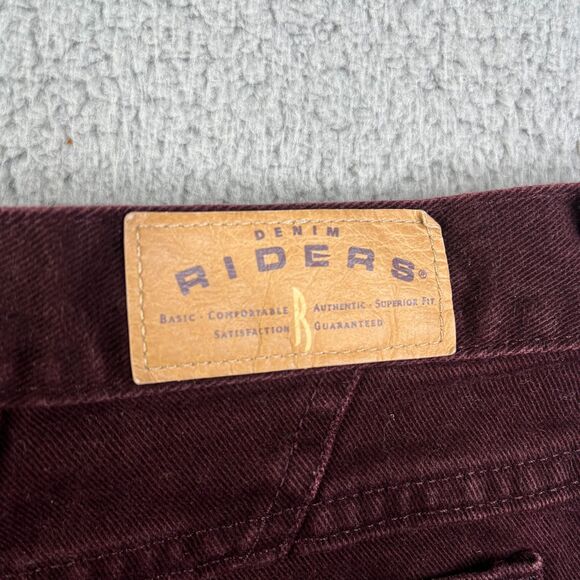 VINTAGE  Riders Jeans Women 18P Burgundy Tapered High Rise Denim Mom USA 31 x 28 - Picture 7 of 16